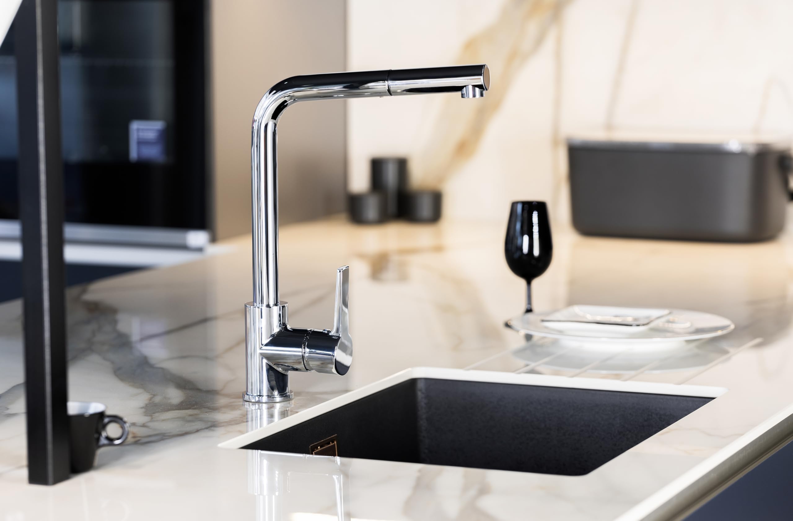 Grifo de Fregadero con Ducha Extraíble Gange Cromado | Mezclador Monomando de Cocina con Cabezal de Doble Función y Manguera Retráctil | Diseño Moderno y Funcional | by EUROSANIT