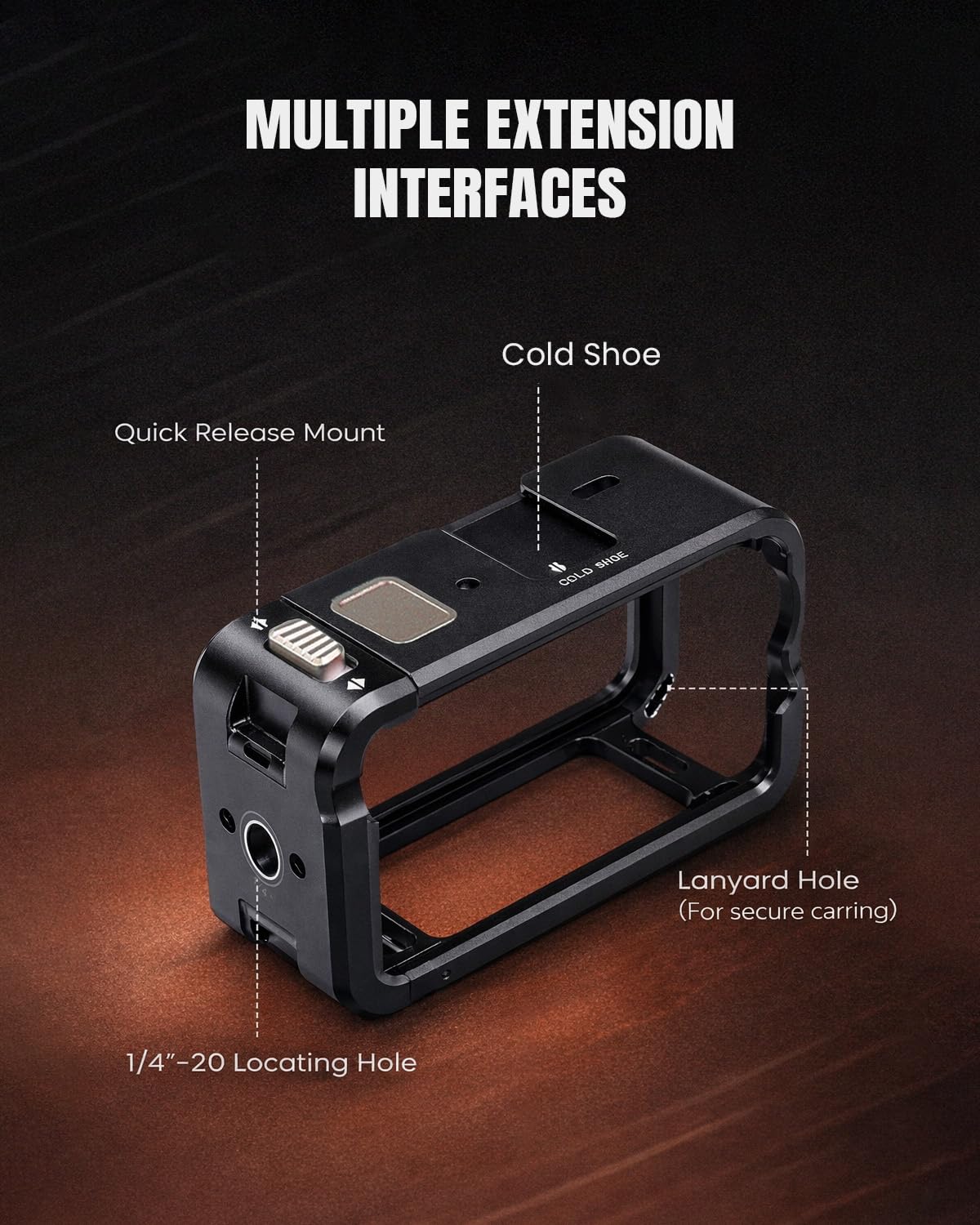 Schutzhülle aus Aluminiumlegierung für DJI Action 6, Schnellverschluss Metallkäfig Schutzgehäuse mit 1/4"-Schraube und Blitzschuh Erweiterungsschnittstellen, Zubehör für Action 6