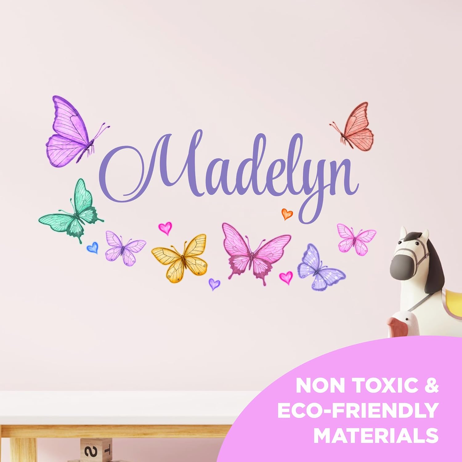 Personalized Name Butterfly Decor I Wall Decals for Girls Bedroom I Pink Room Decor I Butterfly Decorations I Multiple Size & Color Options