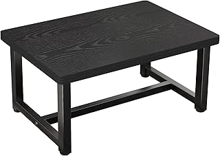 JOIN IRON Wooden Step Stools for Adults with Rubber Feet Mat, Heavy Duty Stepping Stools with 500-LBS Capacity for Bedroom Kitchen Bathroom, Bed Steps for High Beds, Easy to Assemble, Rustic Black