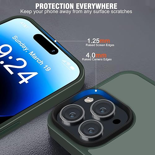 Miniatura 2 de Funda para iPhone 14 Pro de 6.1 pulgadas Fuerte magnética para iPhone 14 Pro con soporte, soporte verde militar compatible con MagSafe, protección