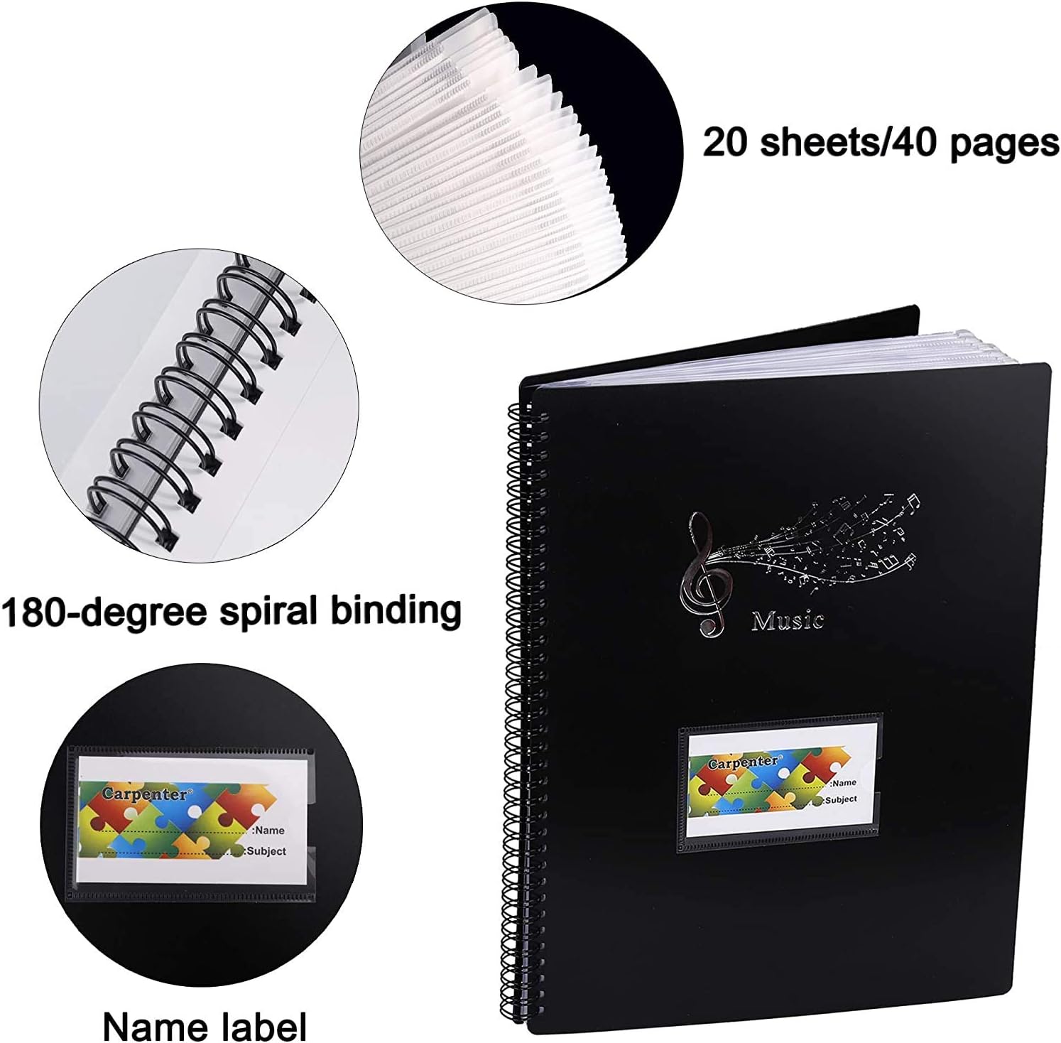 Music Sheet Folder Music Sheet File Folder A4 Size 20 Pockets Song File Clef Paper Storage Documents Holder Bag - Image 3