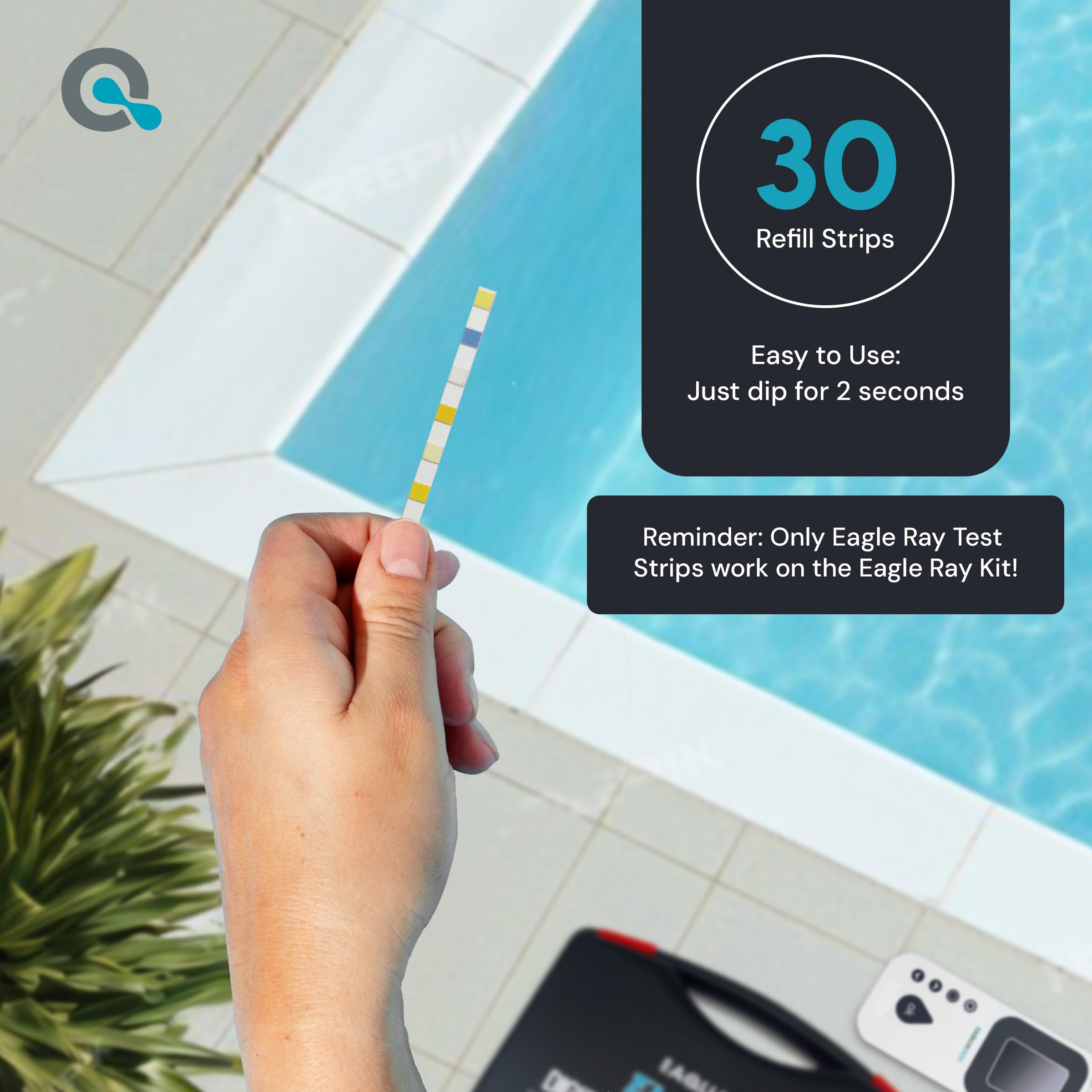 Eagle Ray Digital Pool Water Test Kit by AquaDoc with Digital Water Tester and 30 Pool Test Strips for Chlorine, Bromine, Total Hardness, Cyanuric Acid, Alkalinity, and pH - image 5