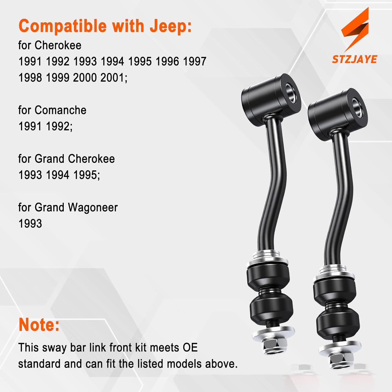 Sway Bar Link Front 2 Pcs K3174, Stabilizer Bar Link Compatible with Jeep for Cherokee for Comanche for Grand Cherokee for Grand Wagoneer