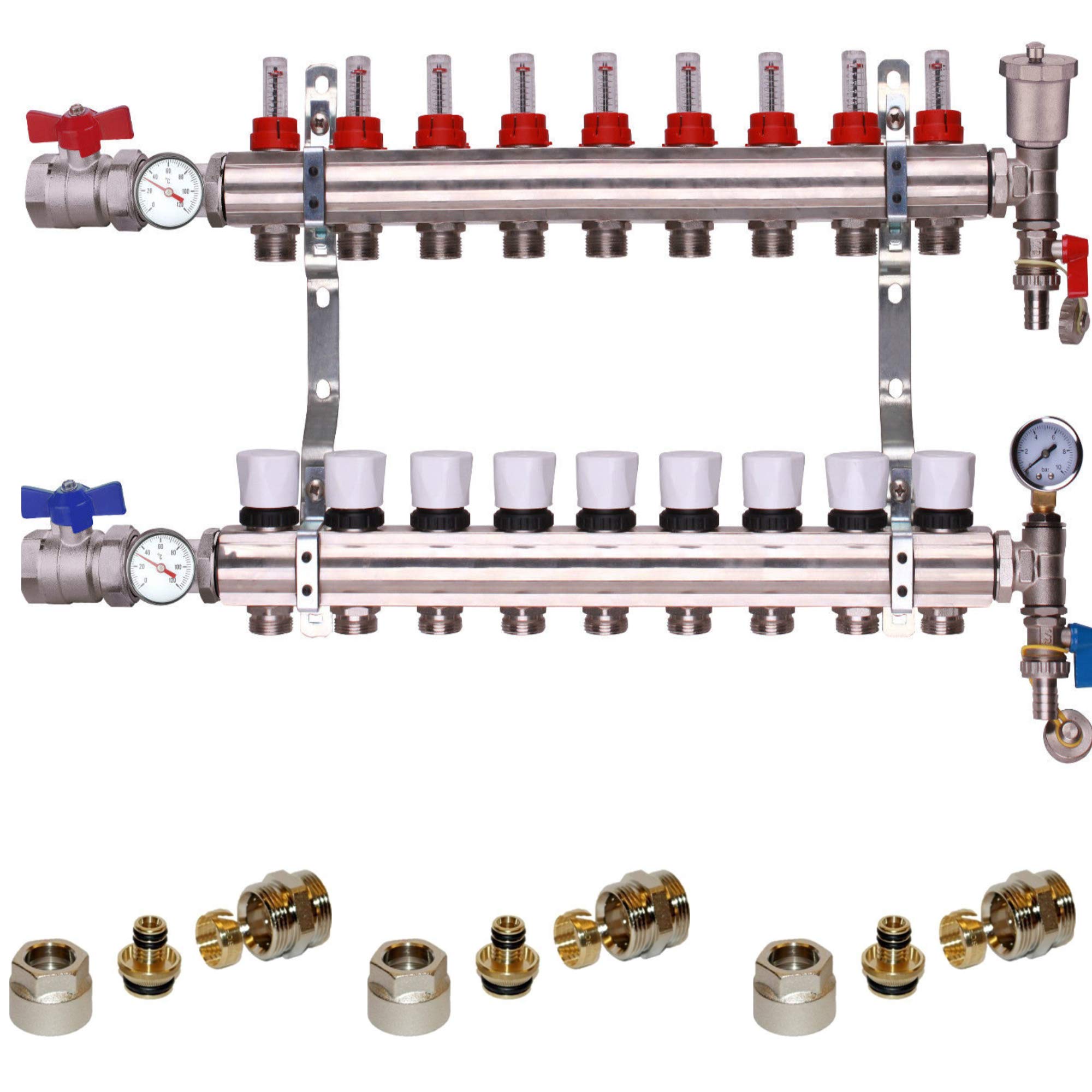 Buy Water Underfloor Heating Kit Manifold 9 Ports Complete with 16 X