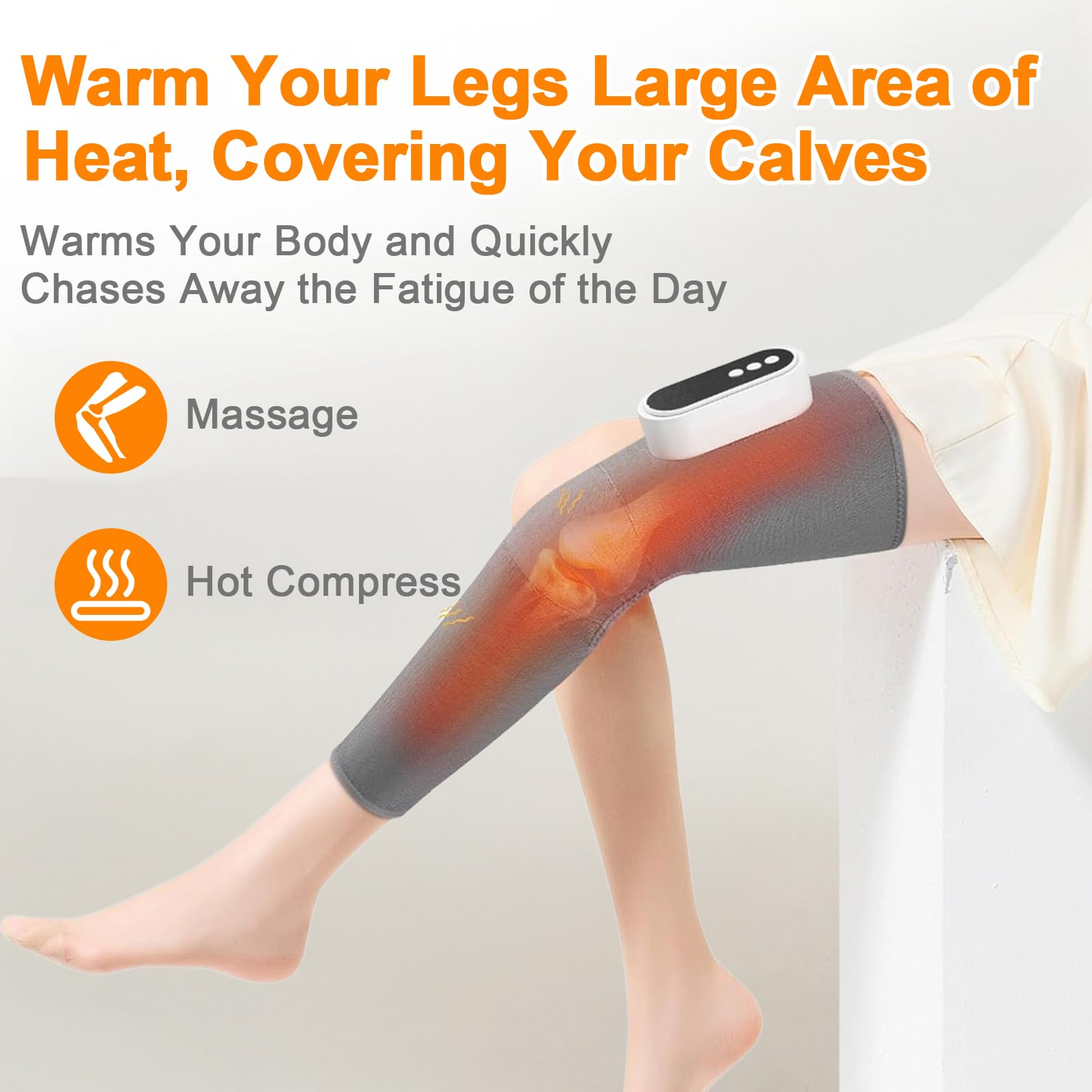 Masajeador Eléctrico de Piernas, 3 Modos de Masaje para Aliviar el Dolor con USB Recargable, 3 Niveles de Intensidad y Temperatura para Promover la Relajación Muscular