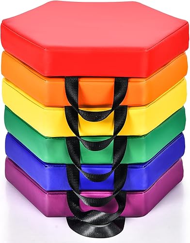 Costzon Cojines de suelo de 6 piezas para niños y niños pequeños, 2 pulgadas, impermeables, asientos suaves y flexibles con asa para aula, hogar,