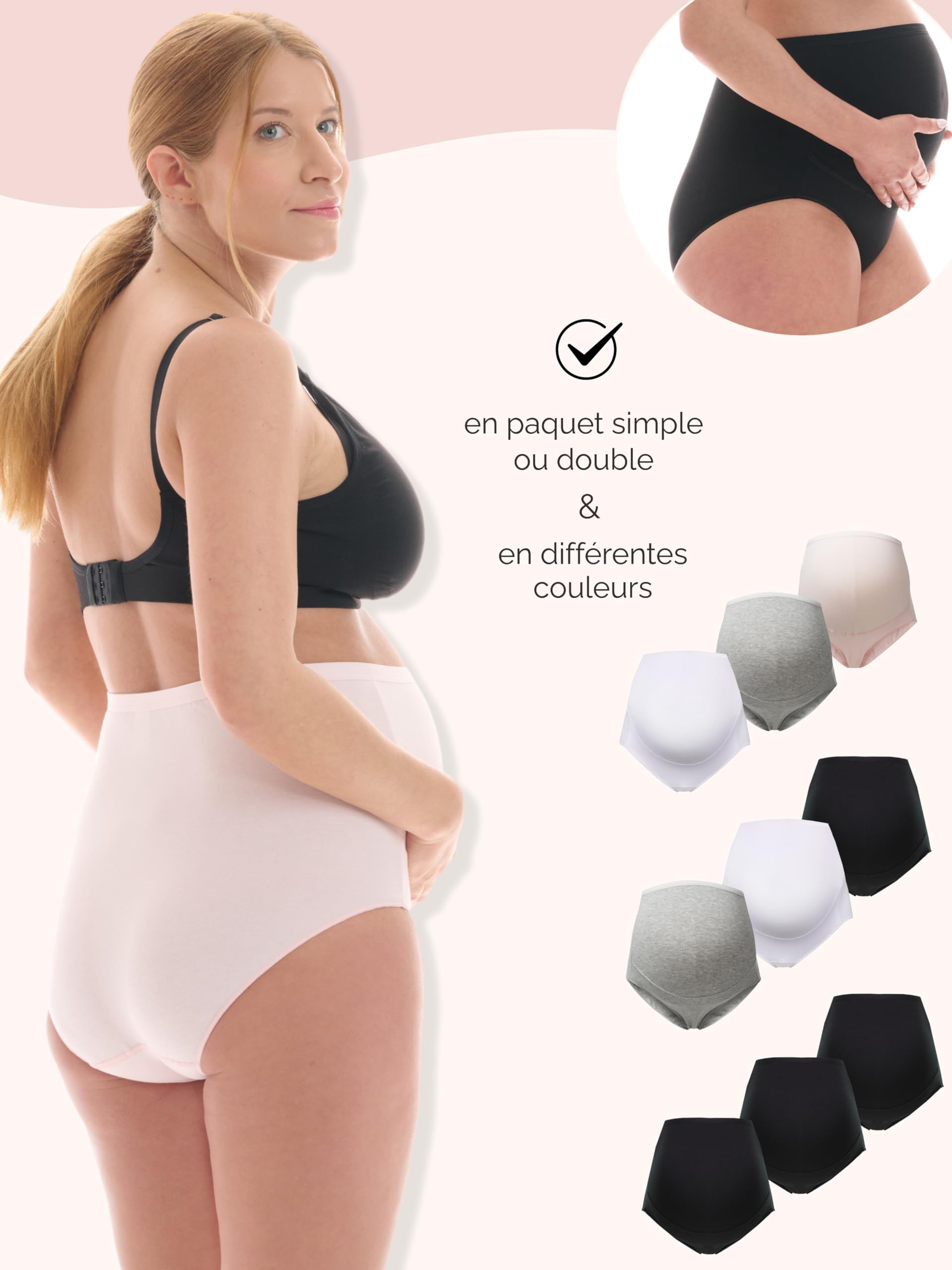 Herzmutter Culotte de Grossesse - sous-vêtements maternité - Culotte maternité Femme - Slip pour Femmes Enceintes - Coton Extensible - 5100