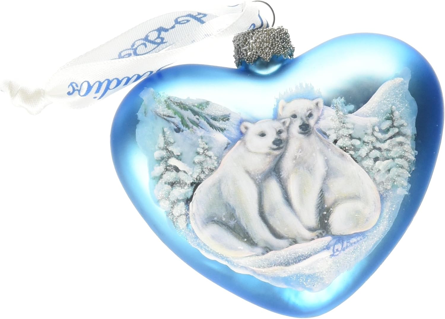 Polar Bear Love Heart, Scenic Glass Ornament Wildlife by G.DeBrekht 744-021