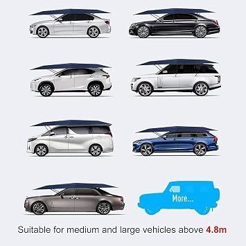 Car Tent,Movable Carport,Fully-Automatic Summer Sunshade Car Canopy,Folded Automobile Protection Sun Shade,for Outdoor Tent,Remote Control Automatic,Grey-4.2m