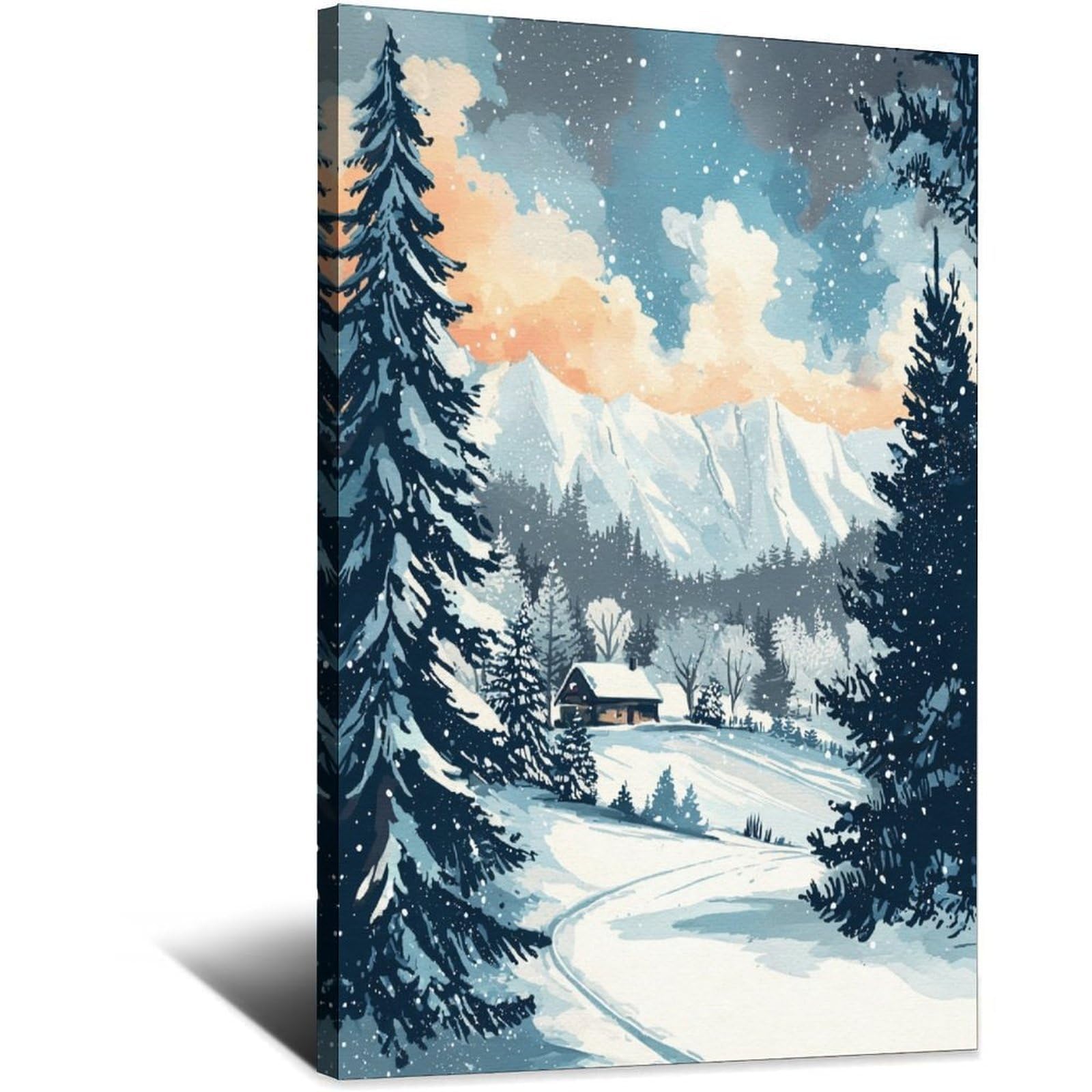 Kitzbuhel Ski Posters 20x30inch(50x75cm) Vintage Watercolor Canvas Art