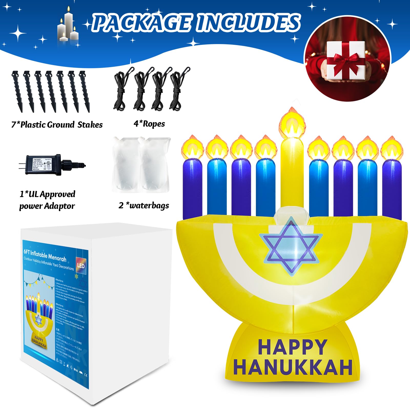 Hanukah Inflatable MICOCAH 6 FT Hanukkah Inflatables Outdoor Decorations, Inflatable ...