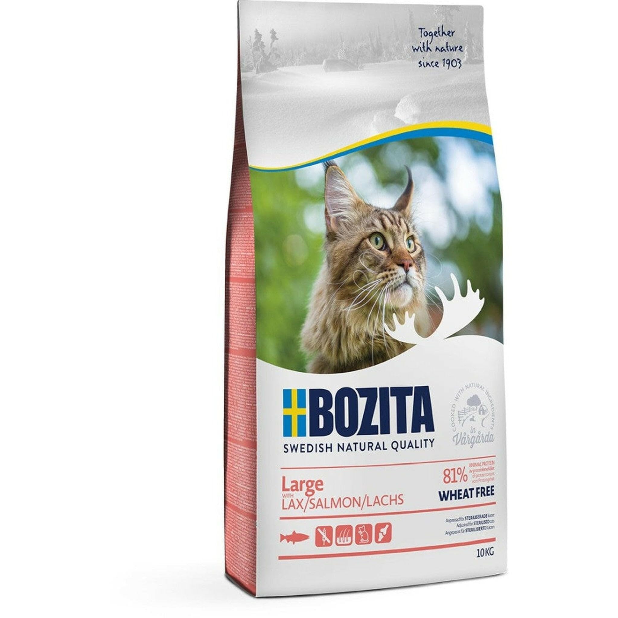 Bozita Grande salmone senza grano – cibo secco per gatti adulti di grandi razze, 10 kg
