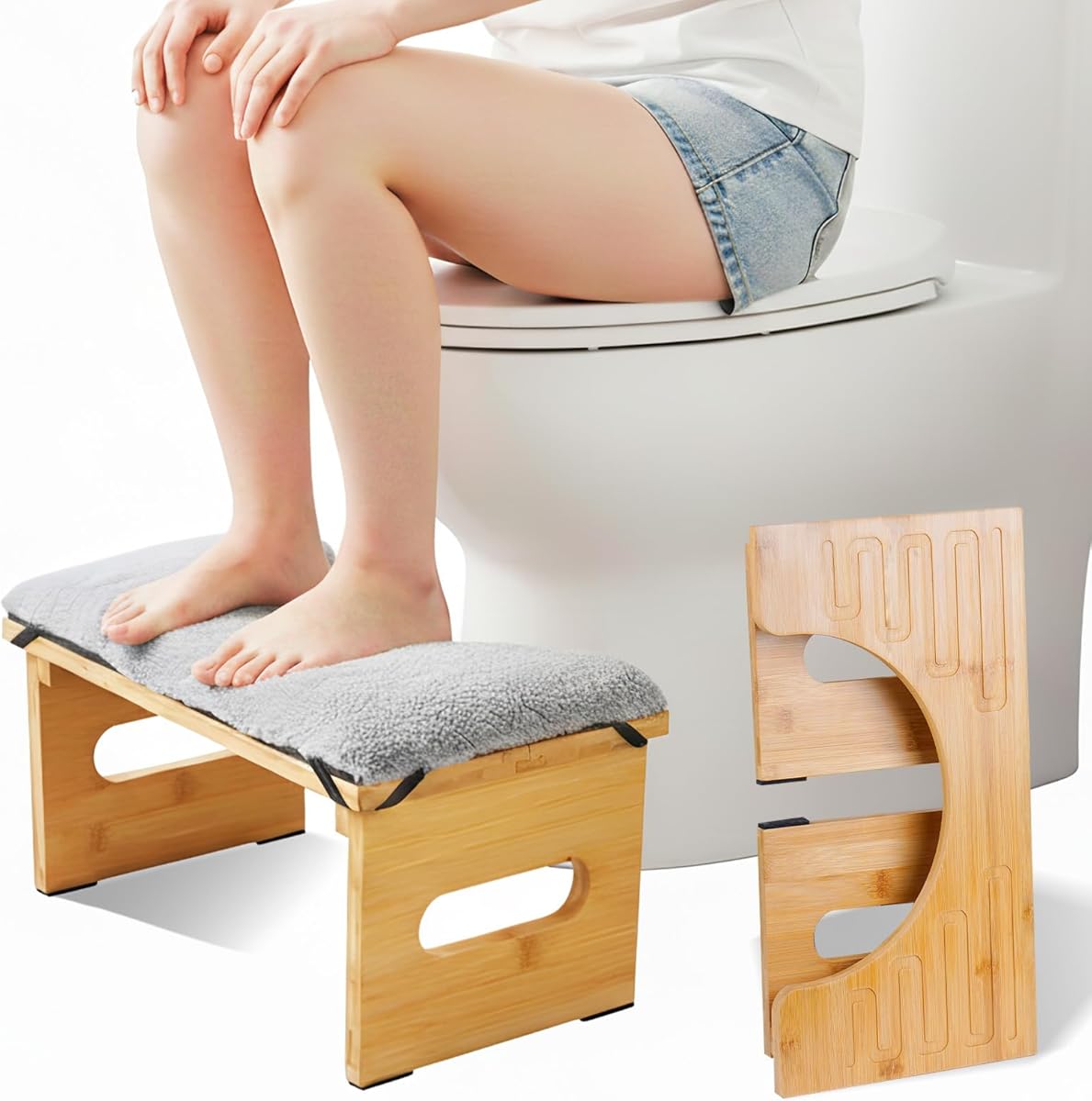 Toilettenhocker für Erwachsene mit bequemem Kissen, faltbarer und langlebiger Toilettenhocker für Erwachsene