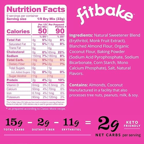 Miniatura 4 de FitBake Paquete de mezcla para hornear pastel amarillo y glaseado de queso crema, 0.00 oz a 0.07 oz de carbohidratos netos por porción  Alimentos