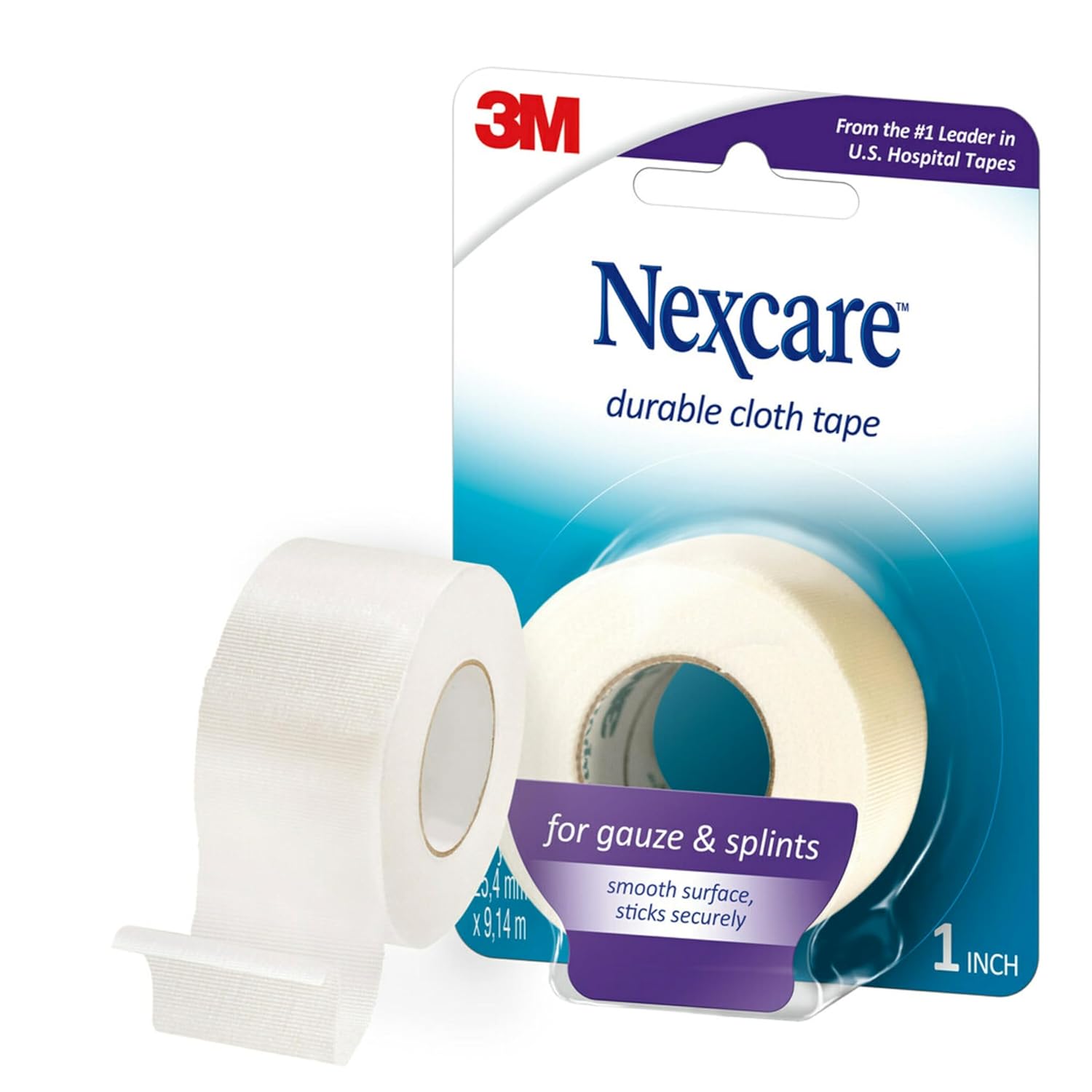 Nexcare Durapore Durable Cloth Tape 1 Inch x 10 Yards 1 Roll Strong Adhesive First Aid Medical Tape