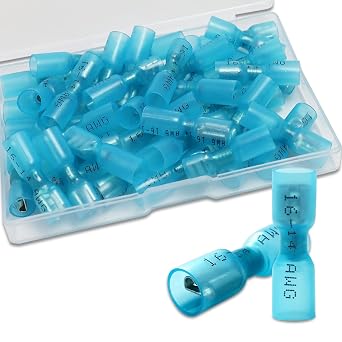100 PCS Spade Connectors, Heat Shrink Spade Terminals 16-14 AWG, Wire Connectors Female