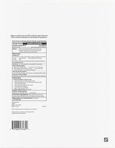Miniatura 7 de Abreva Docosanol 10% crema tratamiento para el dolor de frío, ampolla de fiebre y crema para herpes labial, 3 botellas de bomba de 0.07 onzas