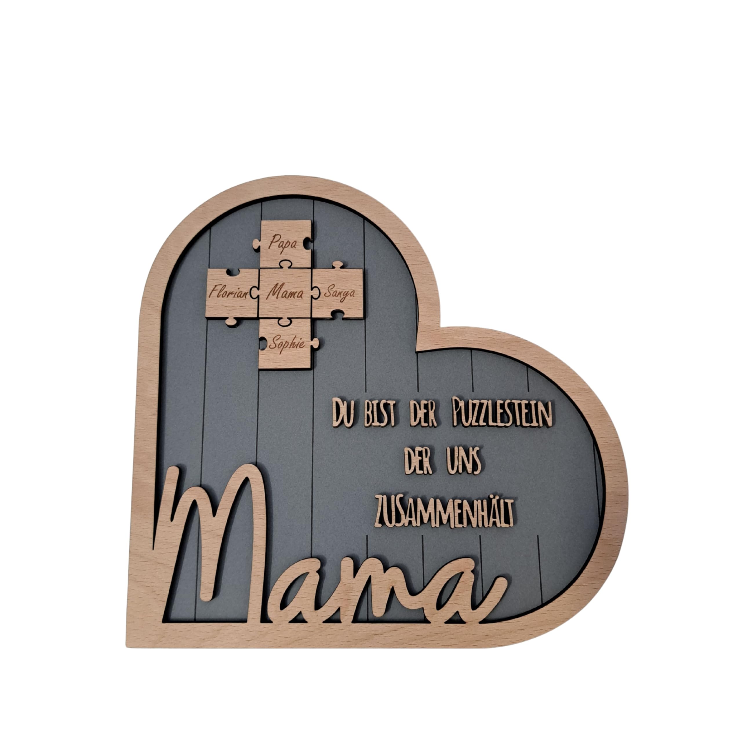 Generisch Muttertaggeschenk personalisiert Herzform, Puzzle Namen, Bilderrahmen, Geschenk für die Mutter, Geschenk für die Oma
