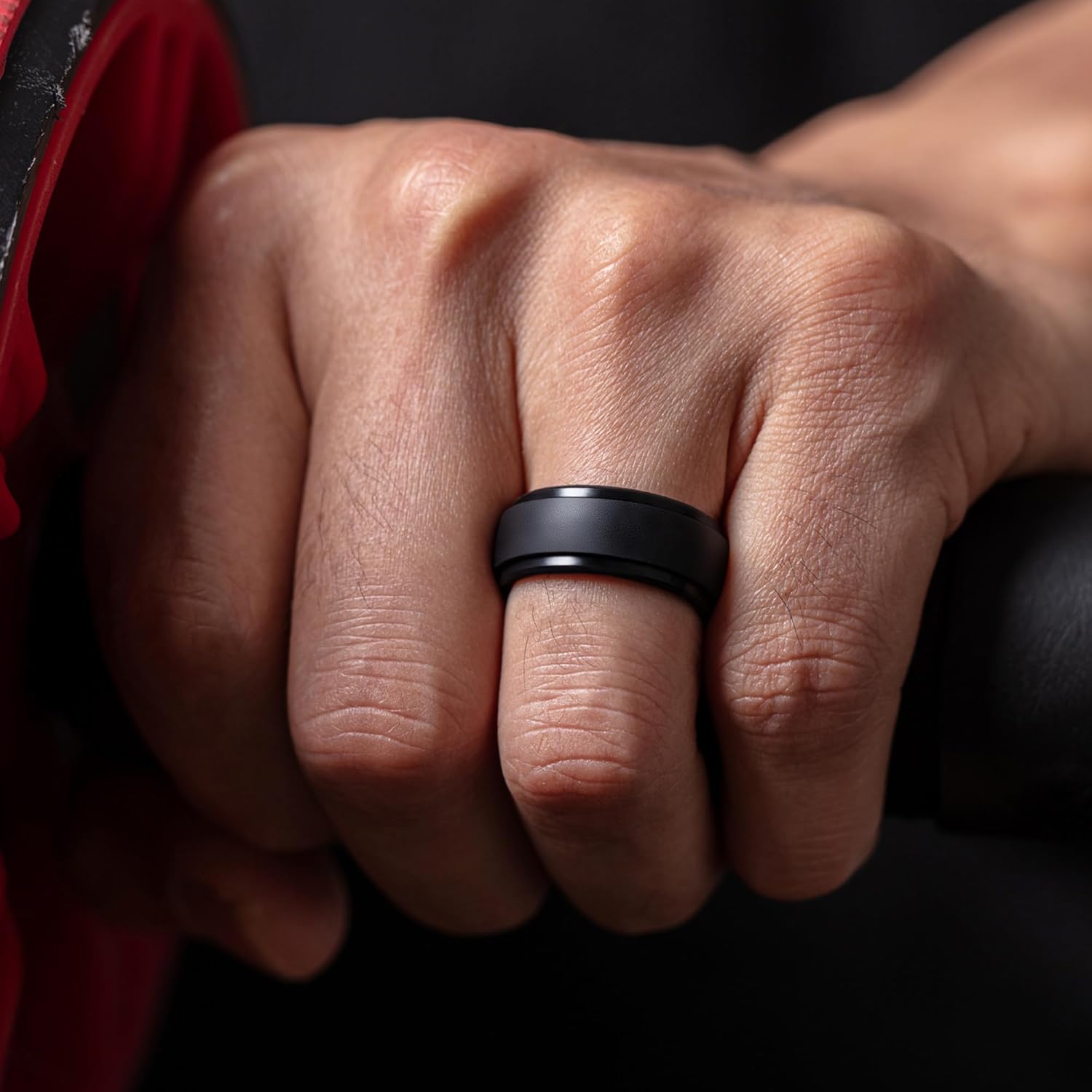 ThunderFit Silicone Rings for Men, Black Matte Silicone Wedding Bands, 2.8 mm Thick, Men’s Rubber Engagement Bands, 1/3 Variety Multipack - Image 3