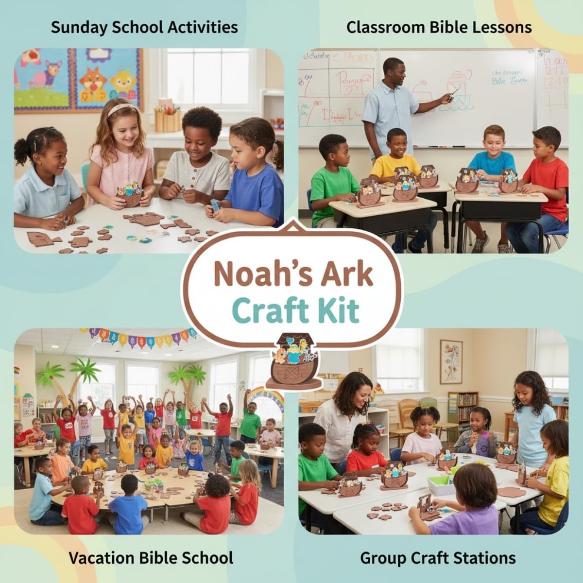 Fun Express 3D Floating Noah's Ark Crafy Kit - Makes12 - DIY Crafts for Kids and Sunday School Activities