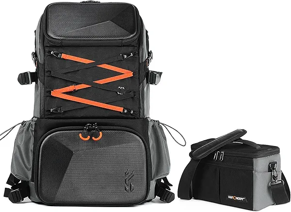 K&F Concept Camera Bag EVA Waterproof 2 in 1Camera Backpack Shoulder Bag 32L Large Capacity with Rain Cover Storage for 15.6" Laptop for Photography