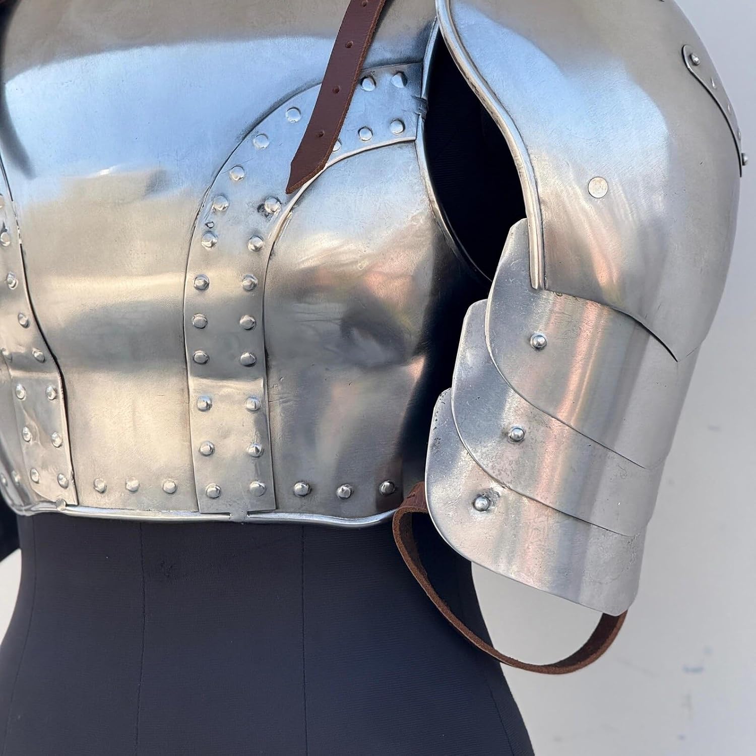NauticalMart Medieval Steel Lady knight Armor Set - Half Body Armor Chestplate, Backplate & Shoulder Guard for Cosplay Reenactment SCA LARP Armor Halloween Costume