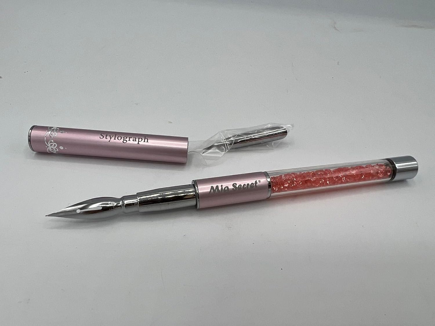 Mia Secret PREMIER calligraphy NAIL STYLOGRAPH PEN W Crystals - Pink