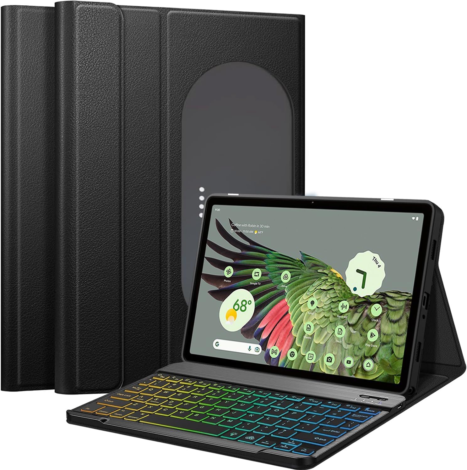 Case with Keyboard for Google Pixel Tablet 11 Inch 2023 Release, Rainbow Backlight Detachable Bluetooth Keyboard Cover for Pixel Tablet