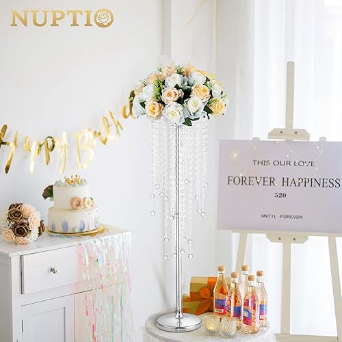 Miniatura 4 de NUPTIO Jarrones de boda de cristal plateado  10 piezas de 29.5 pulgadas de alto para centros de mesa, decoraciones de pasillo, fiestas