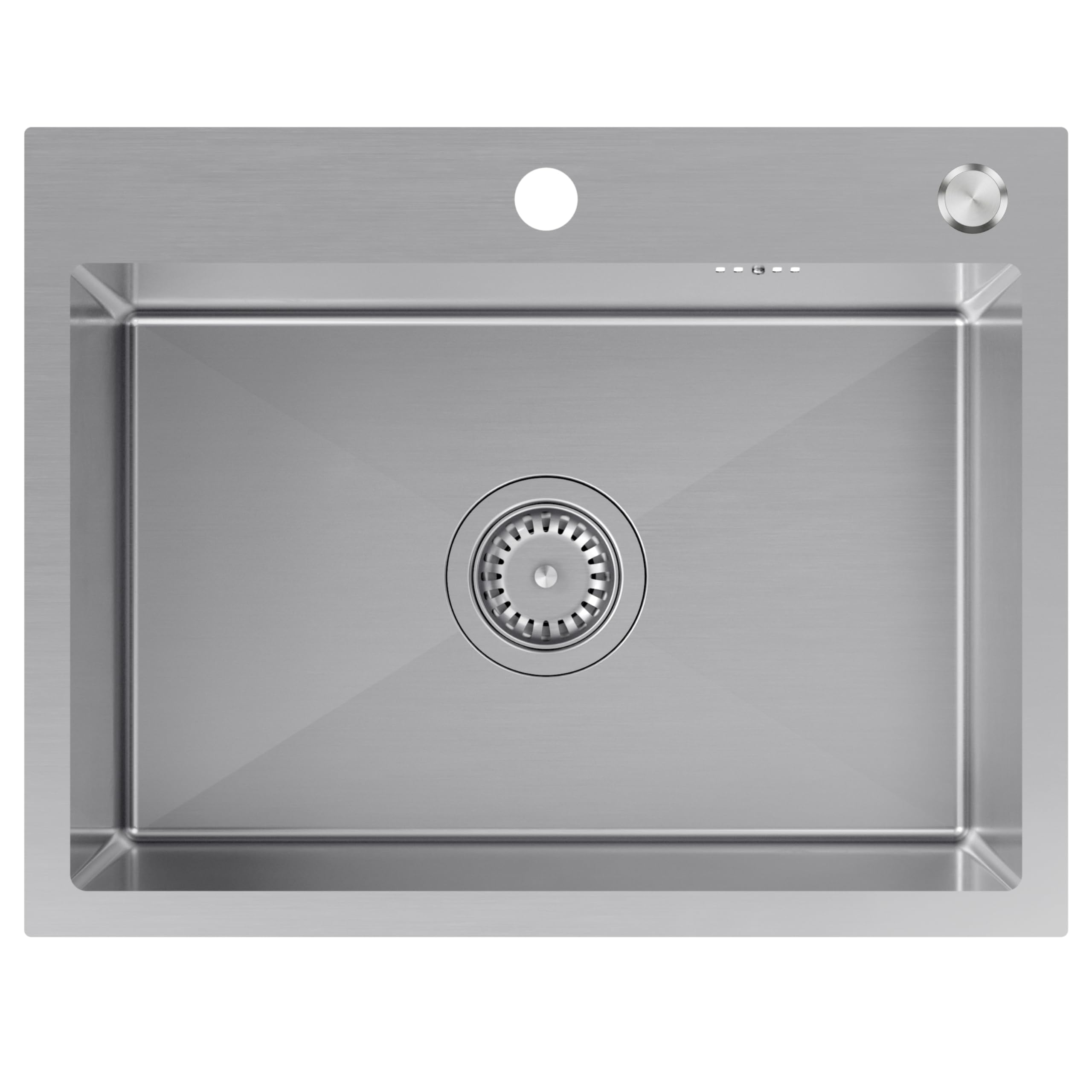 Sink Quality zlewozmywak ze stali nierdzewnej 58 x 45 cm – odporna na zarysowania powłoka PVD i oszczędzający miejsce syfon, zlewozmywak ze stali nierdzewnej 304 do szafki pod umywalkę 60 cm, łatwy w
