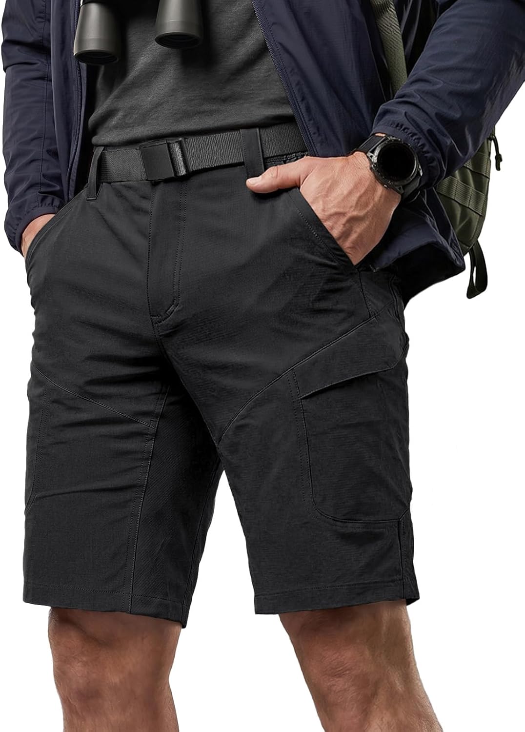 CQR Men's Quick Dry Stretch Hiking Cargo Shorts, Lightweight Water Resistant Tactical Casual, Golf & Outdoor with Pockets