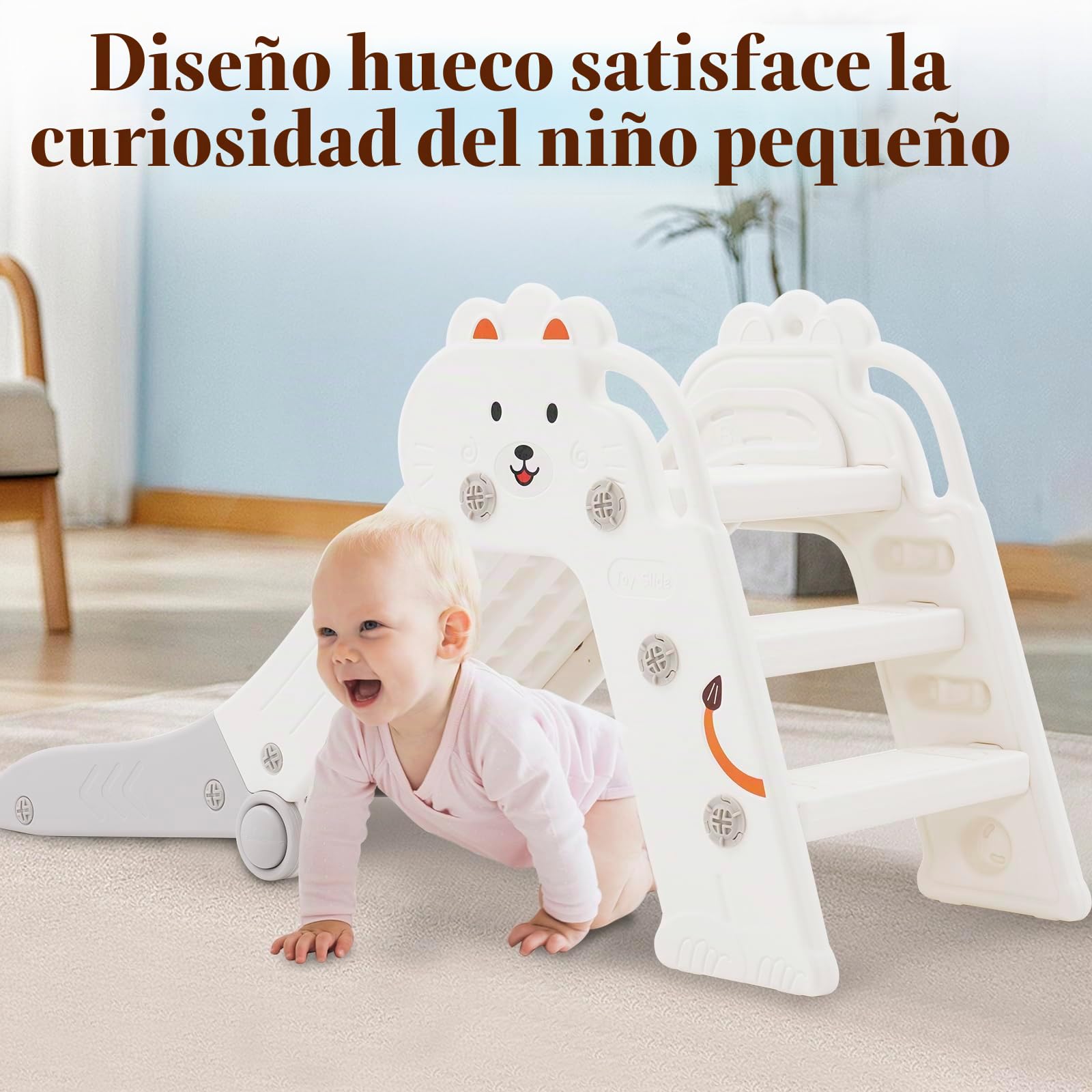 Tobogán para Niños Plegable, para Exteriores e Interiores, para 1-3 años, tobogán de jardín para niños pequeños, Esquinas Redondeadas, Ahorra Espacio | Plegable Small Slide, Interior y Exterior, Ahorro de espacio