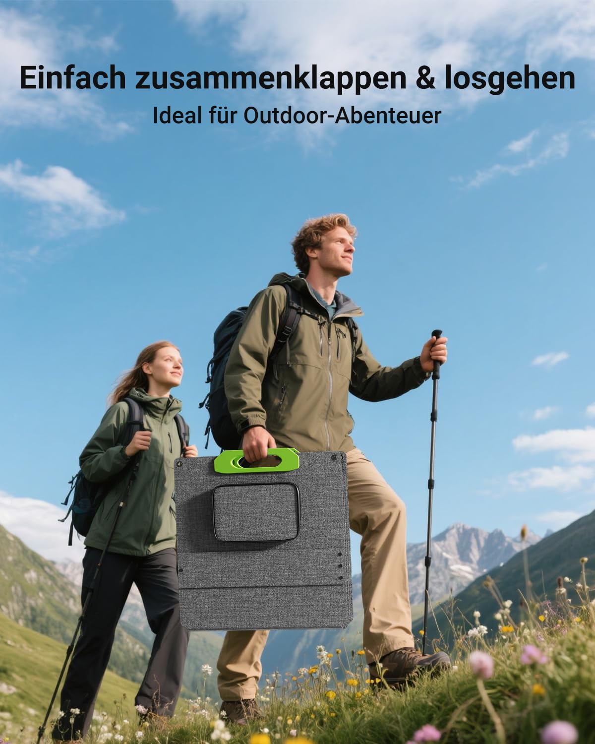 400W Solarpanel Faltbar mit 4-in-1 Kabel (Anderson/XT60/DC5521/DC5525), IP67 Wasserdicht, Verstellbarer Neigungswinkel, Solarpanel Camping für Tragbare Powerstation, Outdoor Garten Wohnwagen