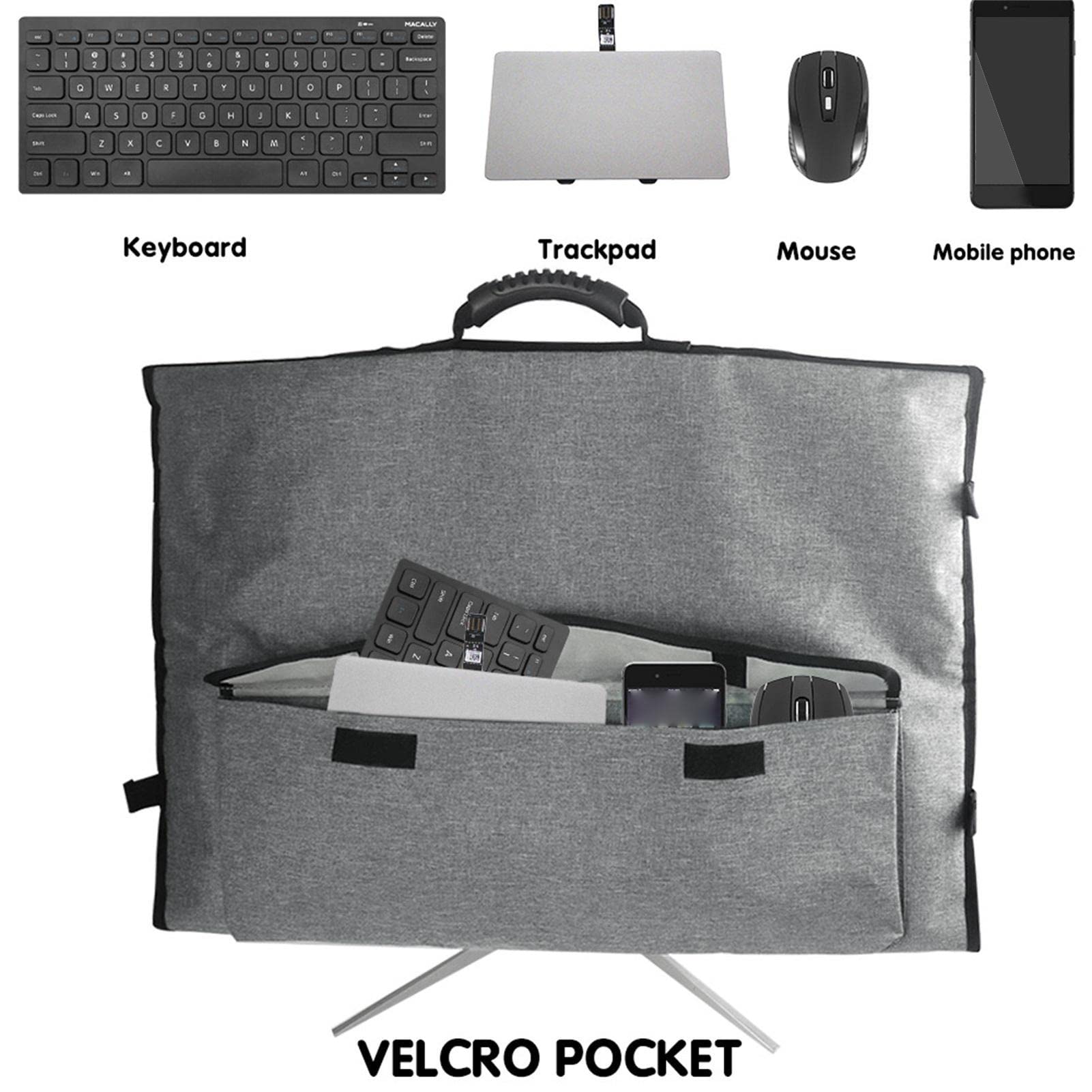 Funda para el transporte del monitor | Funda protectora con transporte | Bolsa viaje acolchada portátil 24-27 pulgadas con bolsillo para accesorios