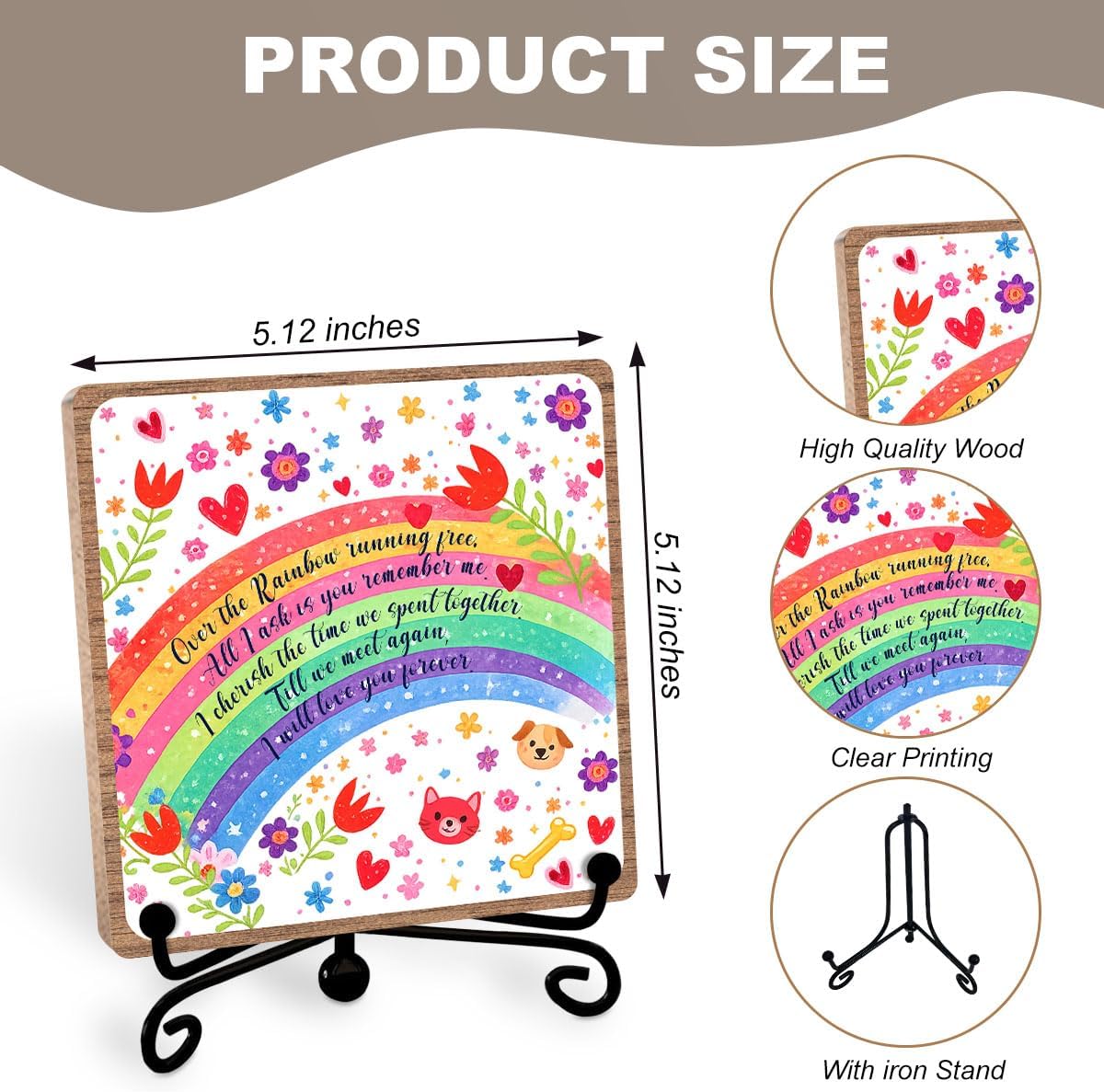 Rainbow Bridge Sympathy Decor for Loss of Pet, Memorial Keepsake for Women image 2