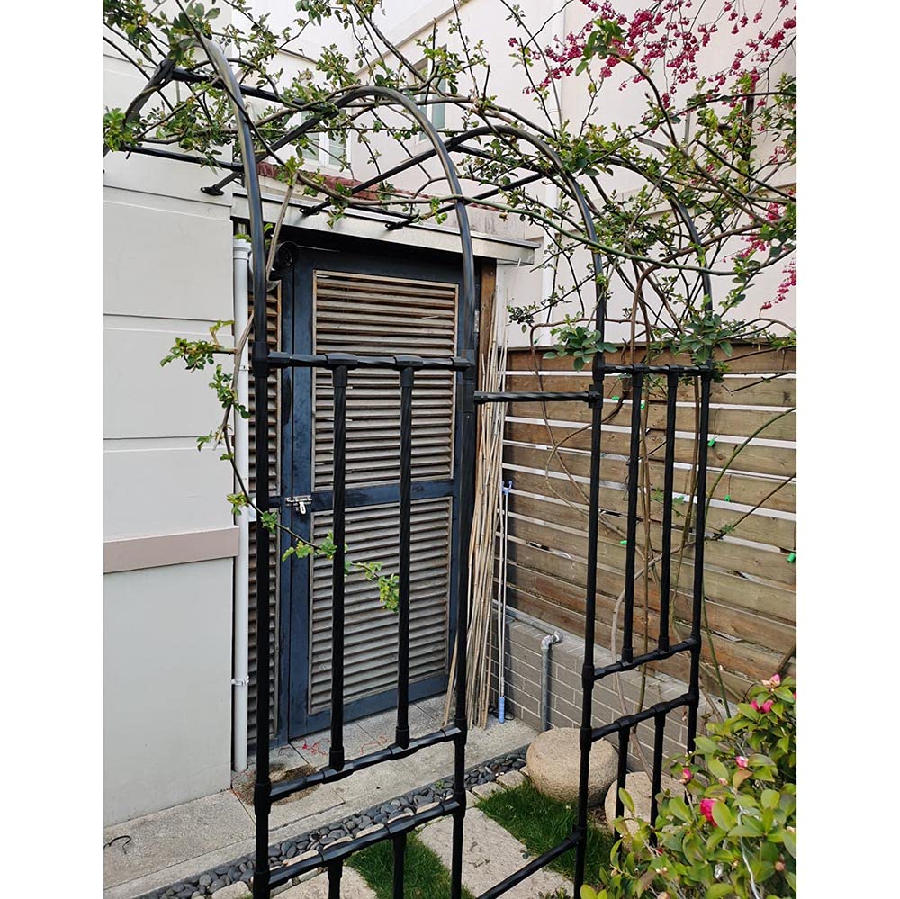 Mezzo arco da giardino con struttura in metallo, 2,4 m, pergolato da esterno per rose viti, supporto resistente alle intemperie per piante rampicanti, grande pergolato da patio per cortile, prato,