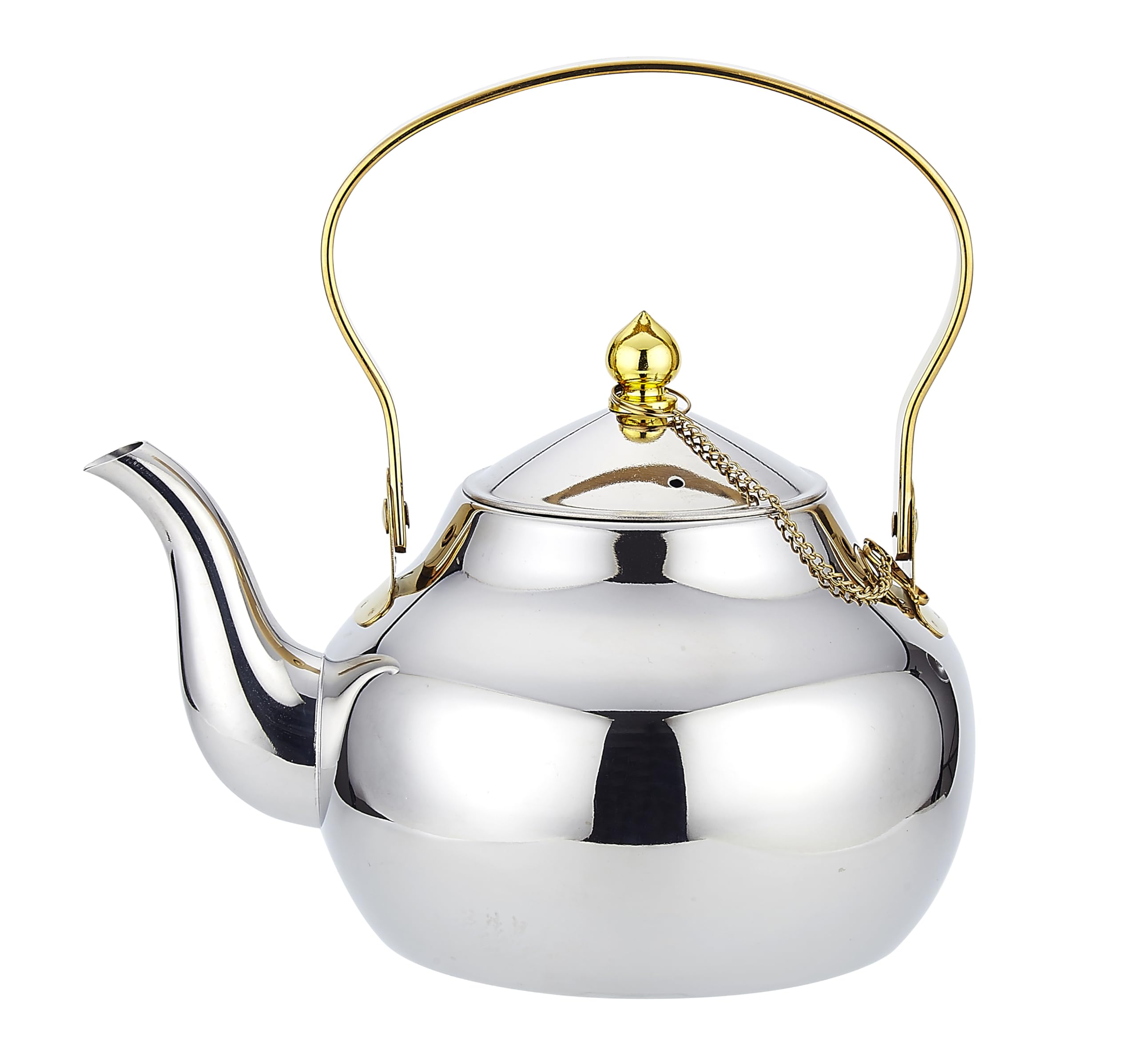 SANQIAHOMEStainless Steel Teapot with Removeable Infuser 52oz(1.5 litres) 5-6 Cups Good Pour to Brew Loose Leaf Tea Metal Silver Teapot๏ผ DD Thickened Mirror Polished Stovetop Tea Maker