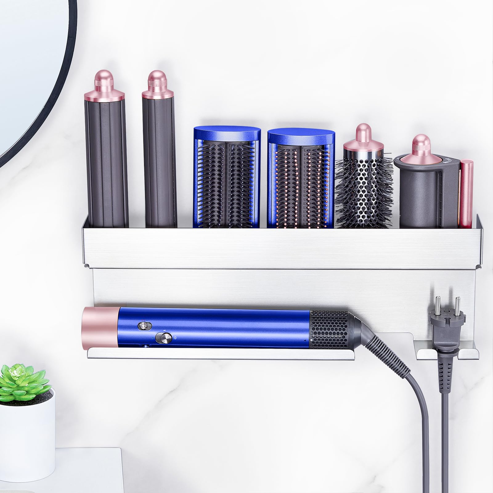 Support mural pour sèche-cheveux et organisateur d'accessoires pour fer à friser