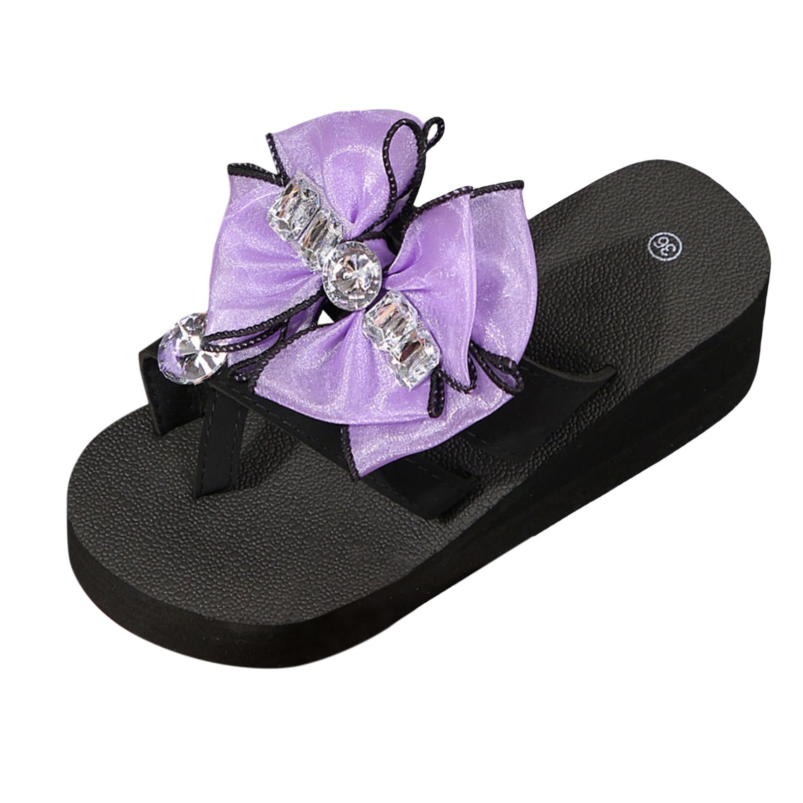 Women Miami Toe Loop Sandal Women'S Slippers Non High Heel Beach Flops Summer Thick Korean Version Bowknot Sandals Casual Womens Slipper Shoes Flip For Walking Uk Sliders Arch Fit Size