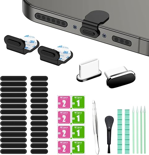 Para enchufe de polvo USB tipo C, cubierta del altavoz del teléfono, con kit de limpieza del teléfono, masilla de limpieza, pinzas, cepillos,