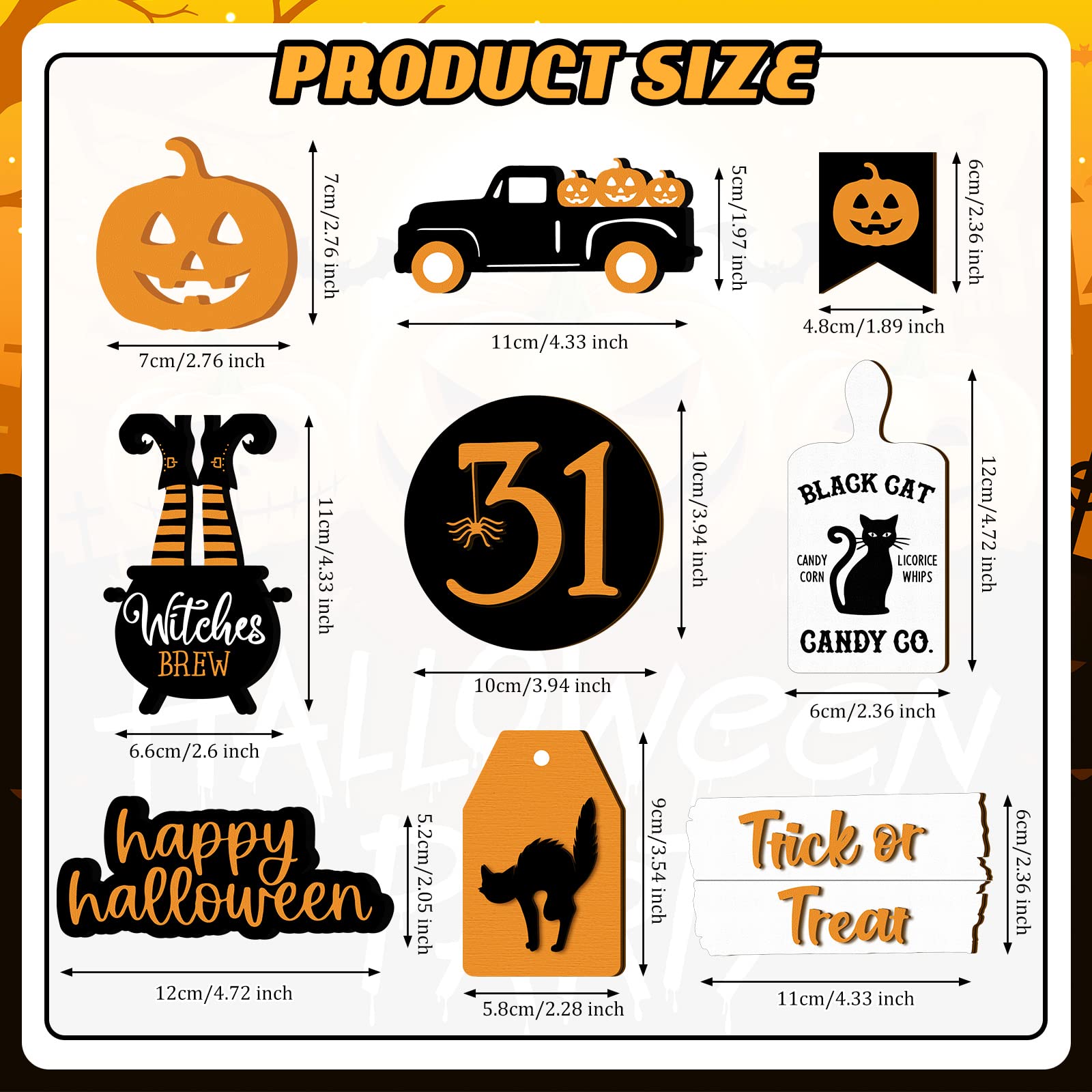 Britimes Halloween Wooden Tiered Tray Signs - Spooky Eyeball Truck Decor With BOO & Trick Or Treat Blocks For Shelf Or Table - View #7
