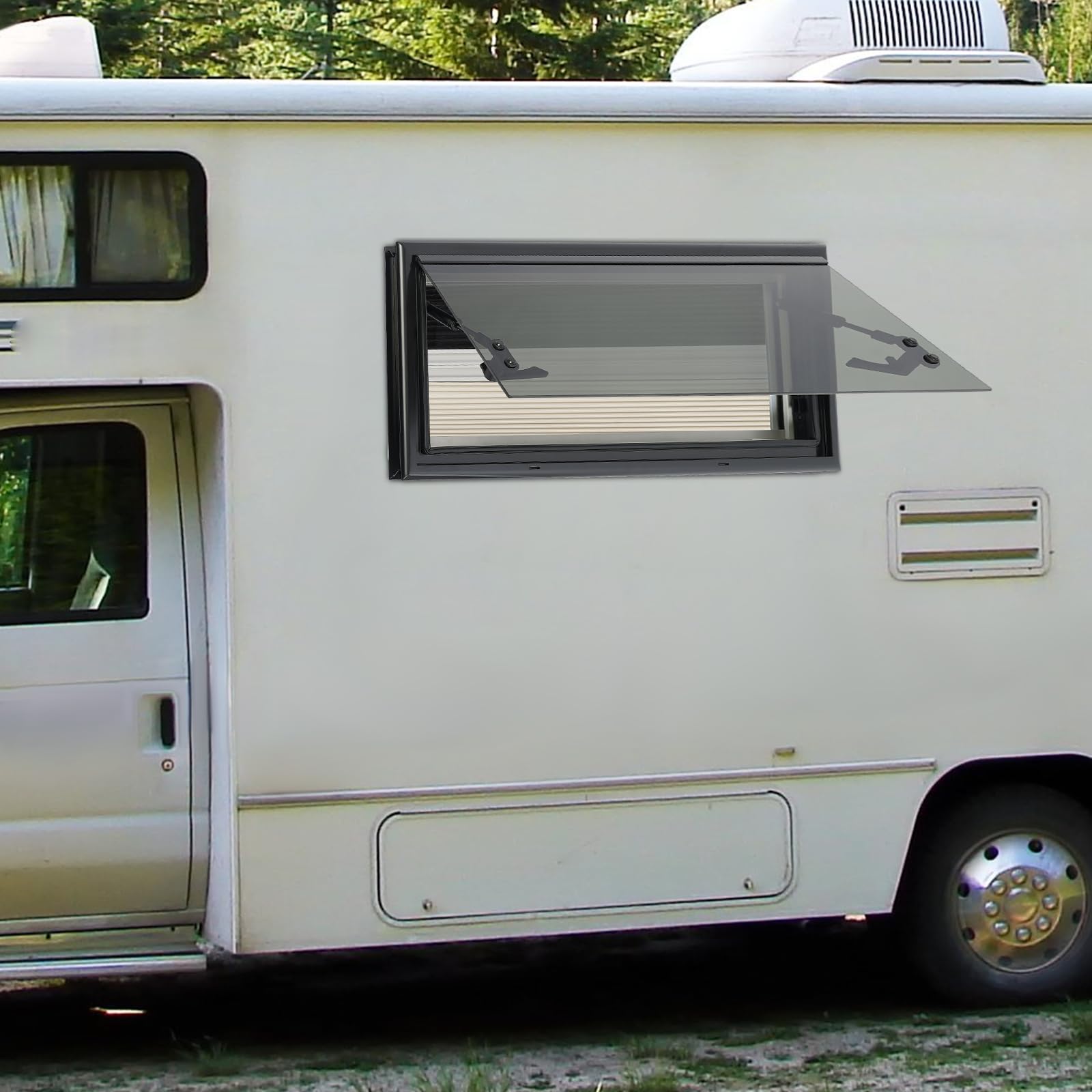 Fenêtre de camping-car universelle - 700 x 300 mm - 85 ° - Avec moustiquaire et store intégré - Fenêtre latérale pour camping-car