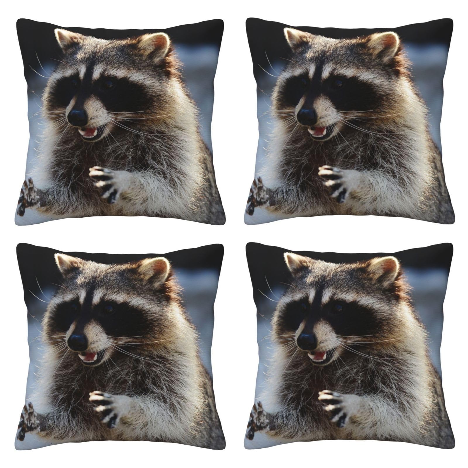 Housse de coussin raton laveur 45x45 cm en tissu doux BAFAFA pour canapé