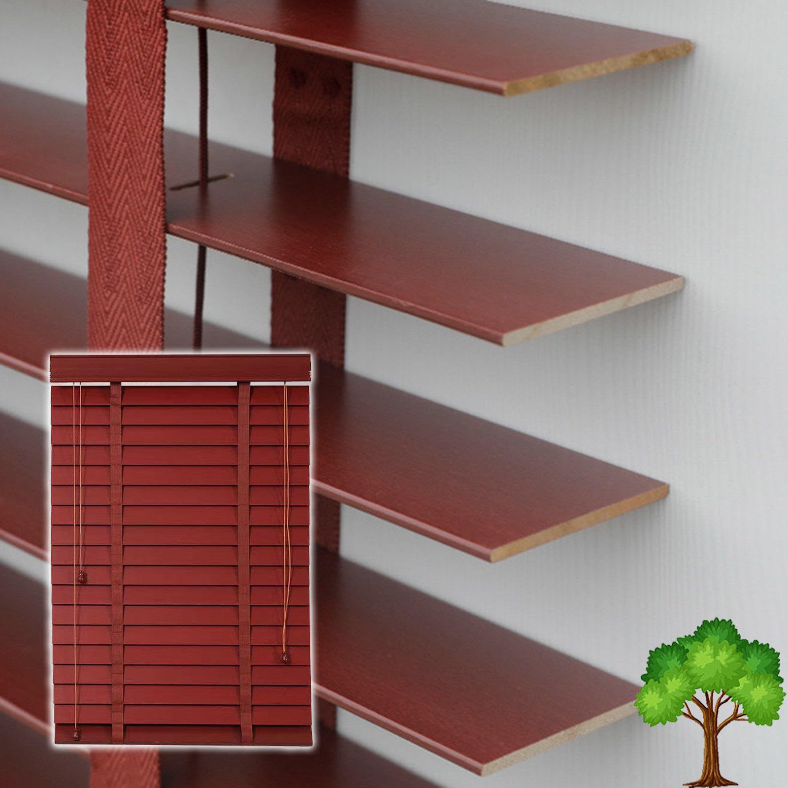 Suwooy M50101 Wooden Venetian Blinds,50Mm Slats Horizontal Blinds,Solid Wood Venetian Shades For Windows 50Cm 60Cm 70Cm 80Cm 90Cm 100Cm 120Cm Wide,Heat Insulation/Breathable Shutters Curtains,