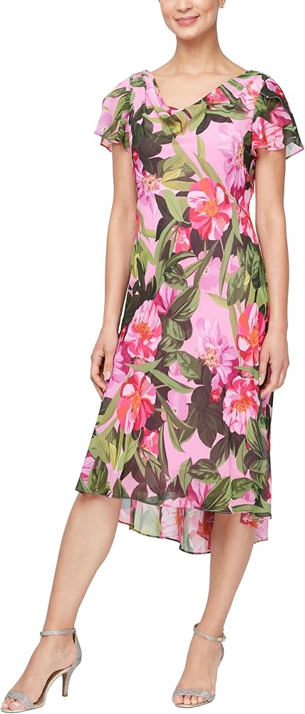 knee length dresses for ladies Luxury 30MM Silk Cowl Neck Midi Dress main image 0
