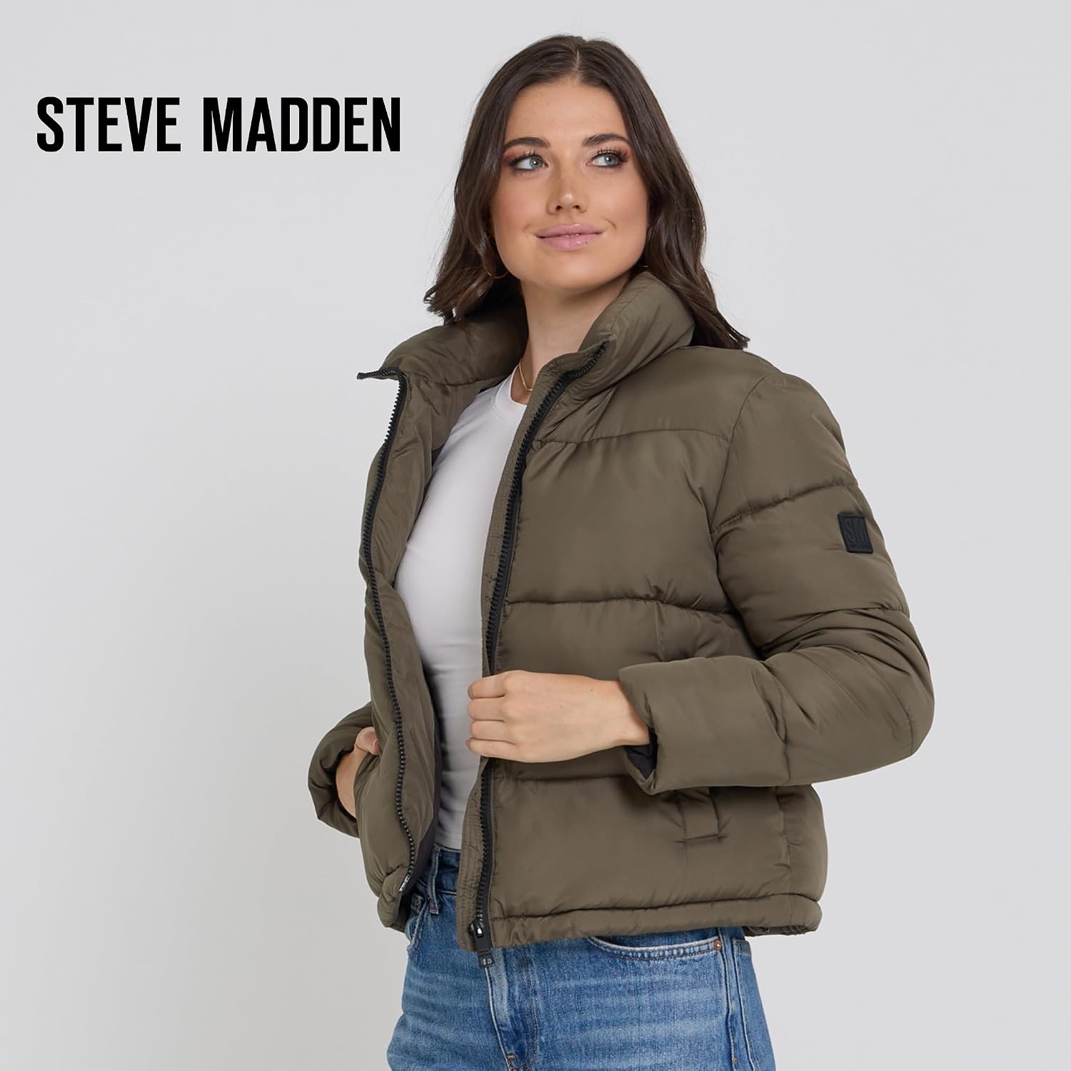 Steve Madden Cropped Puffer Jacket, Warm Winter Coats for Women, Trendy Cute Winter Jackets for Women