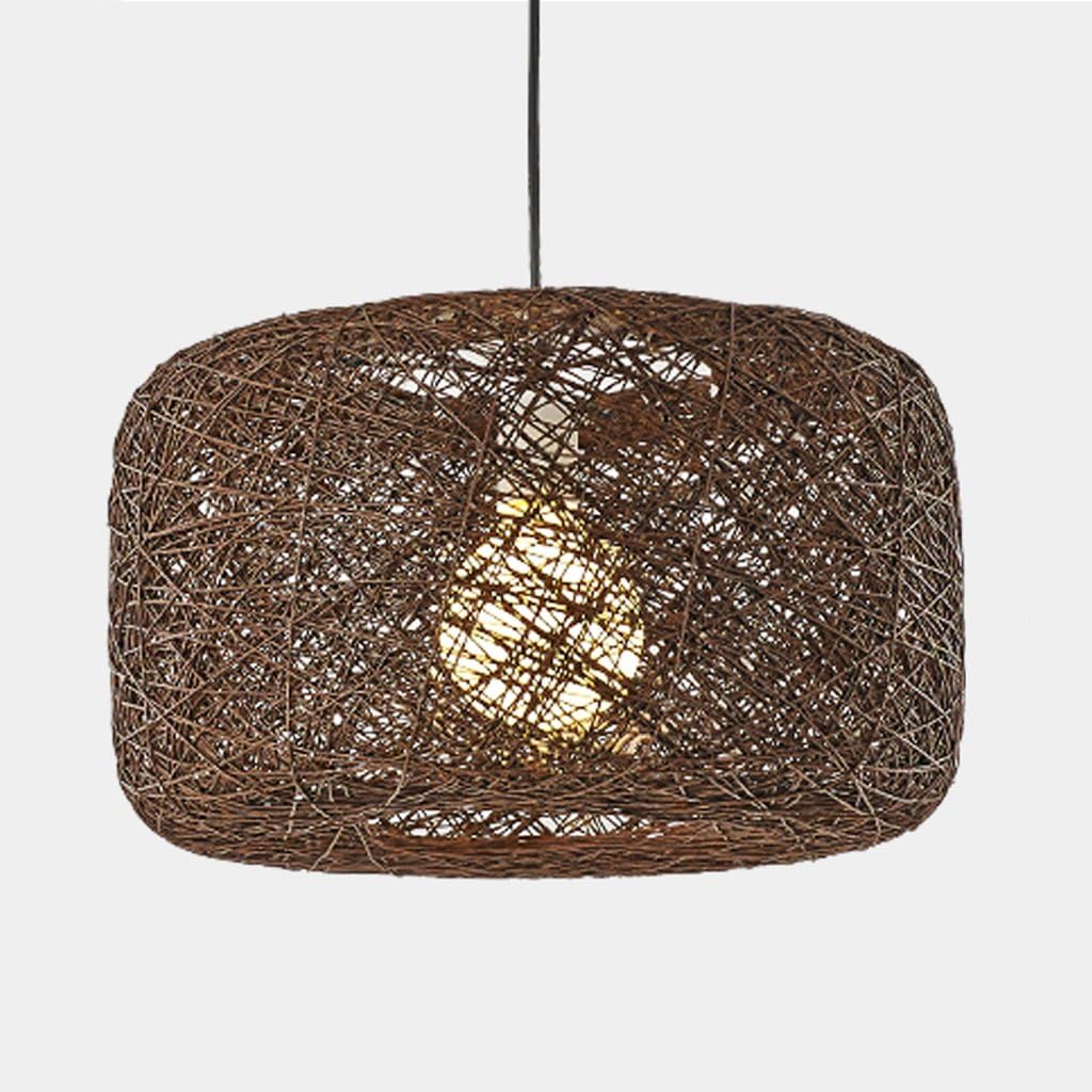 Yuyuan Light Spherical Gardening rattan Chandelier, American Village Dining Room Living Room Bedroom Lighting lamp, Creative Fashion Bobo Bird Nest Decorative Ceiling Lamp, Single Head, Brown / Beige E27, Excluding Bulb ( Color : Brown )
