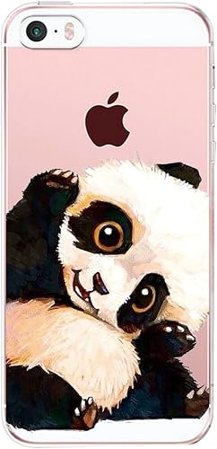 AIsoar Custodia iPhone SE  Cover iPhone iPhone Silicone  Cover per iPhone Panda Case Custodia Silicone Trasparente Morbido Ultra Sottile Gel Protettiva Shock-Absorption