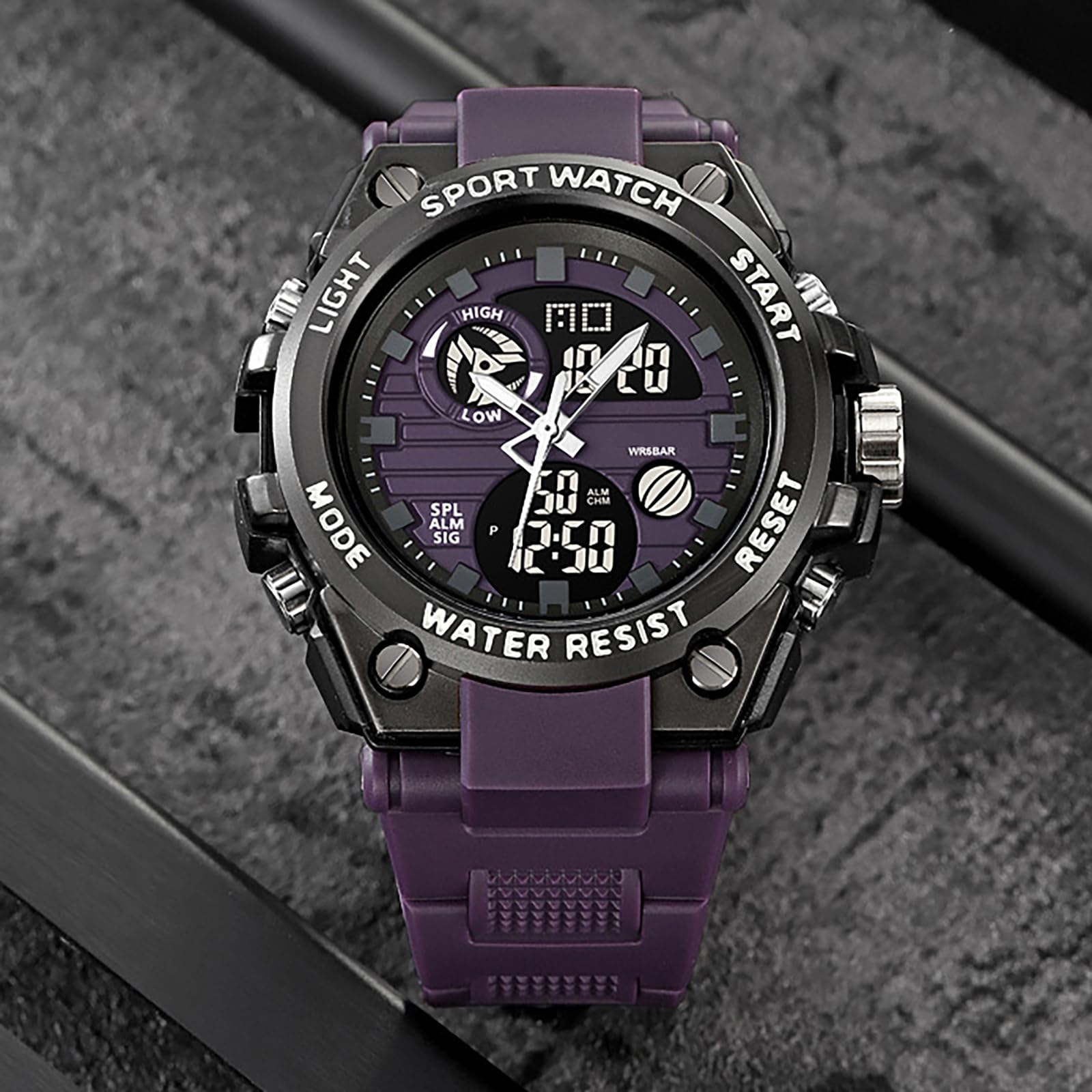 findtime Orange - Reloj de pulsera militar para hombre, resistente al agua, analógico, digital, diseño colorido, reloj de exterior, alarma, cronómetro, para hombres y jóvenes